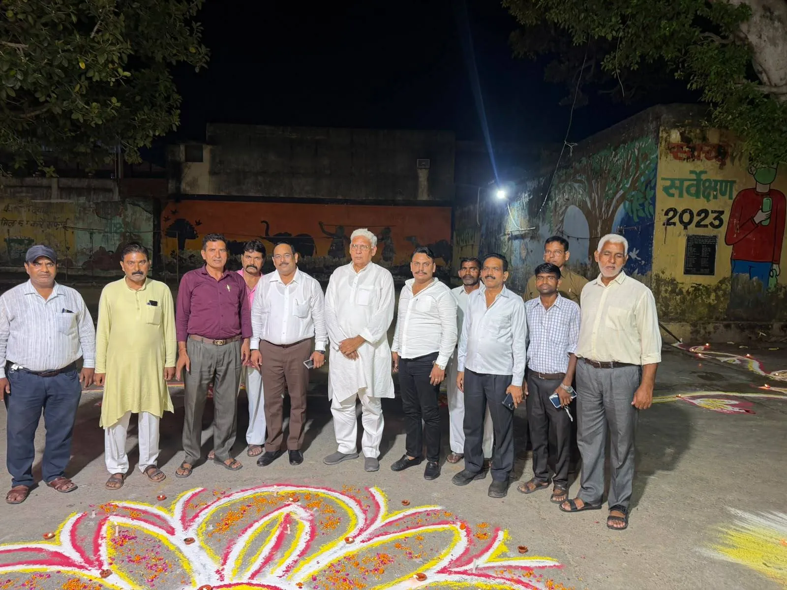 Chandrapal Singh with party workers at the ‘Ashirvad ka Diya’ event in Bilari